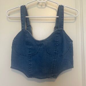 Blue Blush Denim Corset Going Out Top